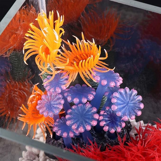 Pokinge 2pcs Artificial Coral Underwater Coral Reef Stone Aquarium Fish Tank Simulation Decoration Plants Water Grass Accessories Colorful Lifelike Coral