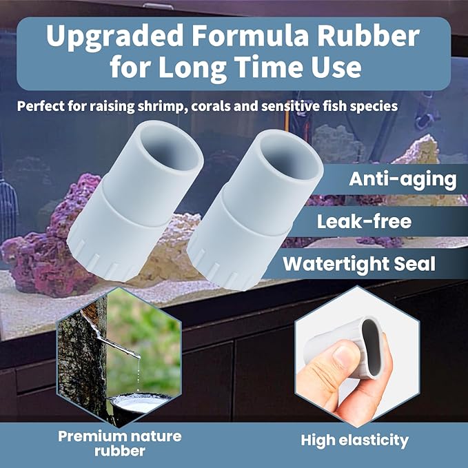 2 Pack Heavy-Duty Aquarium Rubber Connectors Compatible with Fluval FX4 FX5 FX6 High-Performance Canister Filter Food-Grade Rubber Hose Connector Replacement A214 A218 A219 Aquarium Filtration Systems