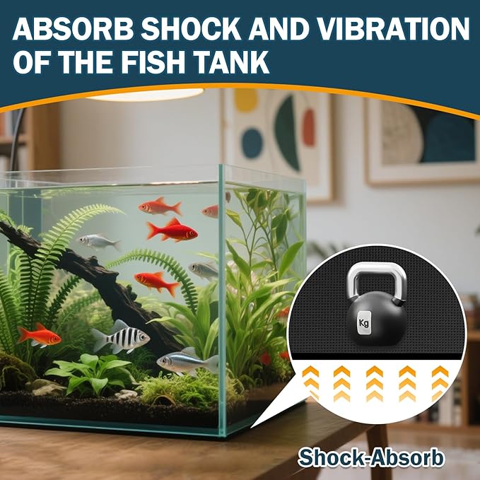 2 Packs 23.6 x 15 Inch Aquarium Fish Tank Leveling Pad, 6mm Thick Foam Fish Tank Mat Non-Slip Neoprene Foam Shockproof Easy Cut for Water Stable Floor Protection Black