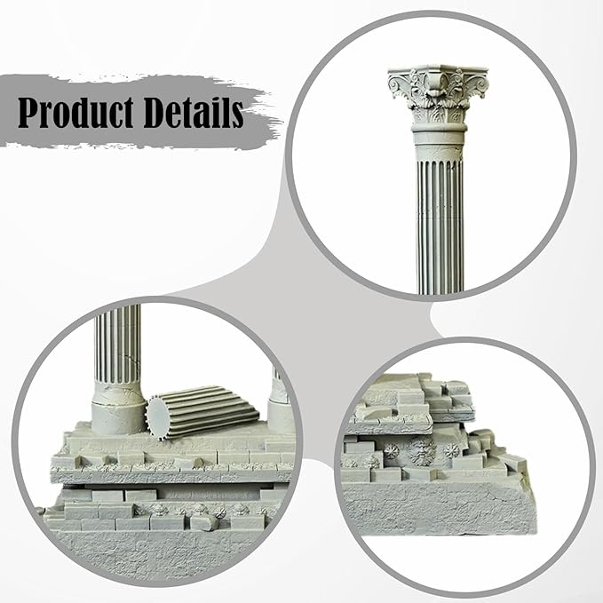 Baoblaze Roman Column Decoration Realistic Resin Aquarium Decor Fish Tank Accessories Landscape Decoration Roman Pillar Decor 18.5cm, Set B