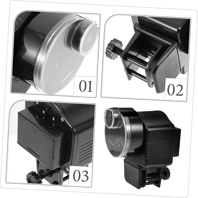 SEWACC Automatic Fish Feeder for Aquarium and Turtle Tank, Large-Capacity Timing Fish Tank Feeding Tool, Battery Not Included, Suitable for Flakes and Pellets, Pet Supplies