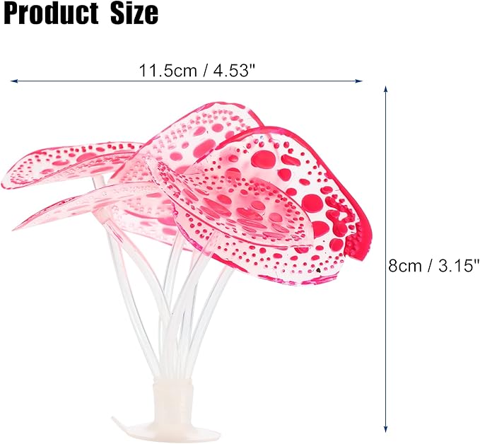 VOCOSTE Soft Silicone Glowing Aquarium Simulation Coral with Sucker, Fluorescence Aquatic Artificial Water Plants for Fish Tank Decoration, Pink