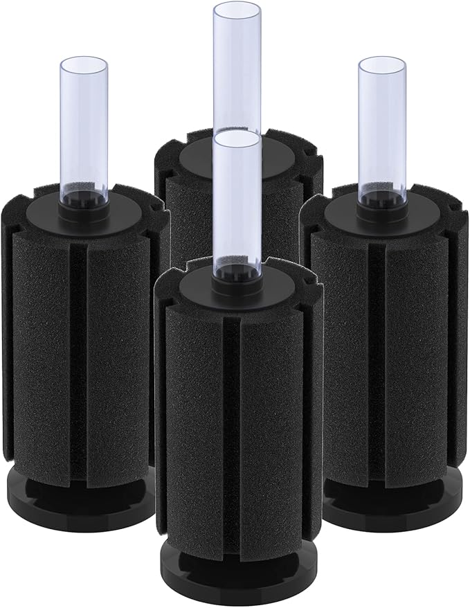 Pawfly Aquarium Bio Sponge Filter Quiet Betta Fry Shrimp and Small Fish Foam Filter for Fish Tanks up to 20 Gallons, 4 Pack