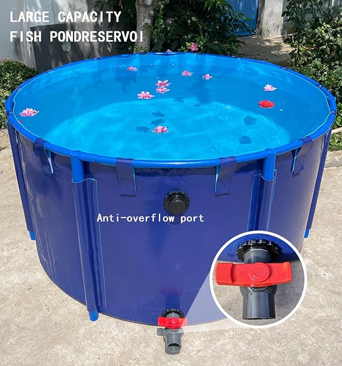 Large Collapsible Canvas Stock Tank Pond - Above Ground Fish Pond for Aquaponics, Koi, or Decorative Garden Water Feature