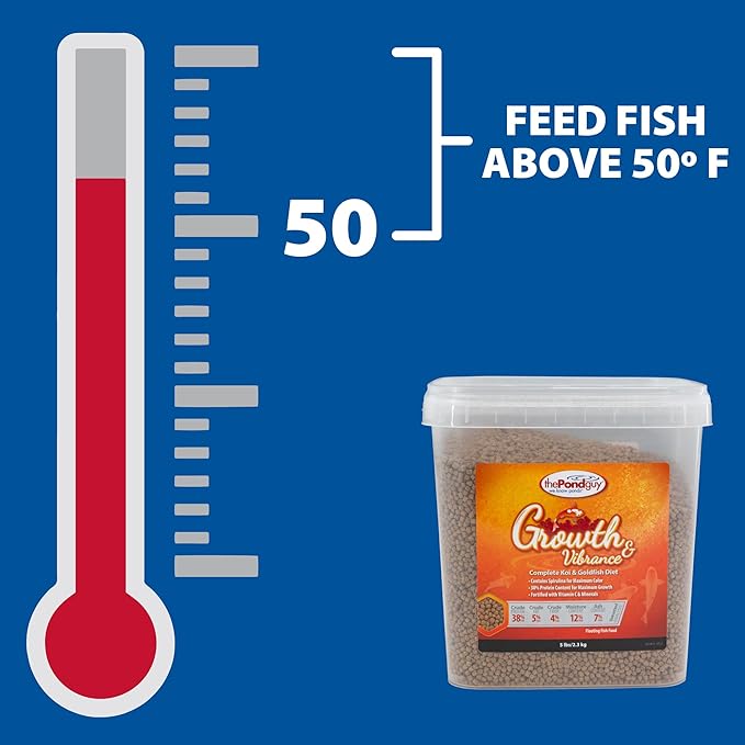 The Pond Guy Growth & Vibrance Fish Food for Show Quality Koi & Goldfish, Premium Protein Floating Pellets for Balanced Nutrition, 5 lbs