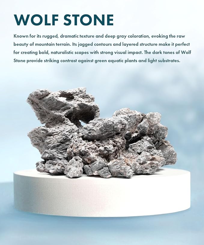 SubstrateSource Natural Aquarium Stones - Medium Gray Jagged Layered Aquascaping Rocks for Dramatic Layouts, Stacking, Terrariums, Freshwater Fish Tank Decorations & Epiphytic Plants - Wolf, 20 LB