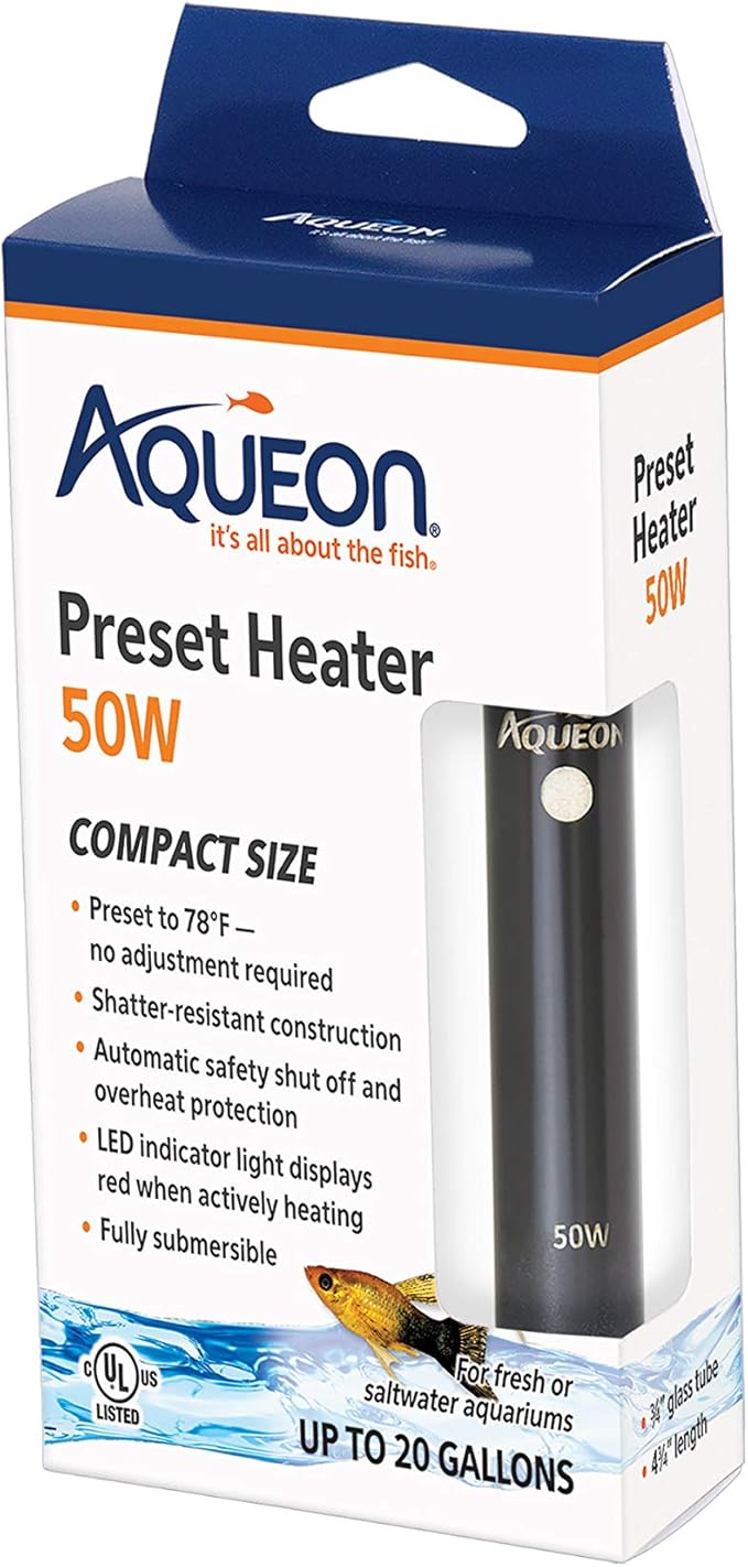 Aqueon Preset Aquarium Heater Black, 50 Watts