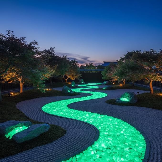 Shiny Stone Glow in The Dark Aquarium Neon Gravel Sand, Decorative Rocks for Fish Tank and Fairy Garden, Home Dec,305g/0.67lbs (5-8mm, Yellow Green)