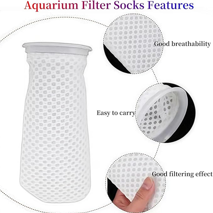 4 Pack 4Inch Ring Honeycomb Filter Socks,150 Micron,Freshwater Saltwater Aquarium Filter Bags,Aquarium Filter Sock 3D Honeycomb Design,Filter Bags for Fish Tank,10 Inch Long