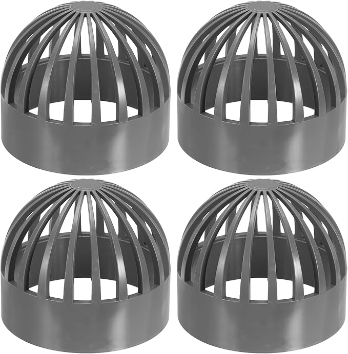 PATIKIL 4.3 Inch (110mm) Fish Cover Permeable Cap, 4 Pcs PVC Breathable Cap Aquarium Guard Fish Tank Intake Cover, Gray