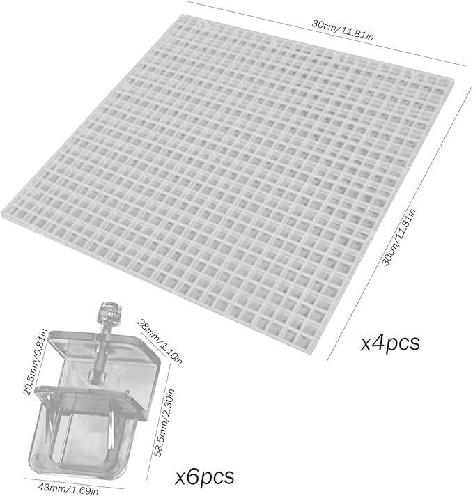 Aquarium Lid 4Pcs 12x12 Gridding Fish Tank Lid Anti-Jump Cat-Proof Aquarium Hood with 6 Clamp Breathable Cuttable Nonopaque Fish Tank Cover Fish Tank Lid Home