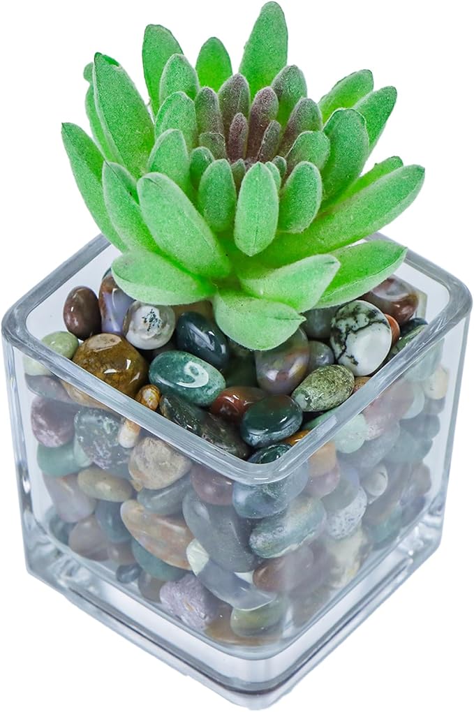 Colorful Agate 1lb Crystal Polished Tumbled Stones Irregular Shaped Crystal Chips Bulk Natural Gemstone Aquarium Gravel Rocks Vase Filler Fish Tank Gravel Home Decoration (Ocean Jasper)