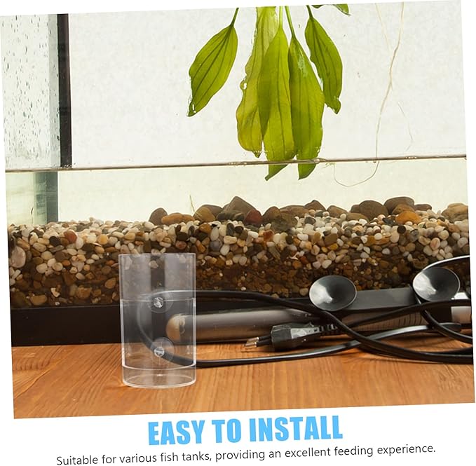 Happyyami Acrylic Fish Feeder Dish Strong Suction Cup Automatic Aquarium Feeding for Fish Shrimp and Snails Durable and User-Friendly Design