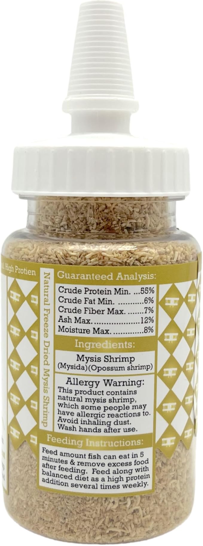 Aquatic Provisions Mini Mysis Freeze Dried Fine Mysis Shrimp 0.6 oz, Floating Loose Fish Food for Freshwater and Marine Aquarium Fish