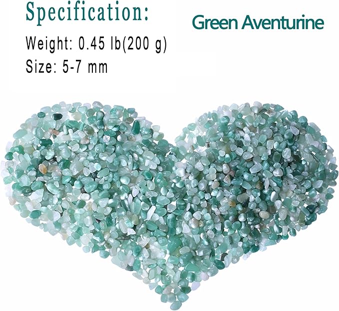 MAIBAOTA Natural Green Aventurine Crystal Quartz Rocks Chips Vase Filler Rocks for Succulent Plant Small Fish Tank Aquarium Gravel Decorative Pebbles Stones(200 gram)