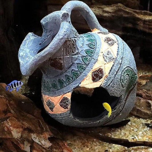 vegan Aquarium Decorations,Small Resin Broken Vase,Betta Fish Hide Cave,Fish Tank Fish House,5.3x4.9x5.5in