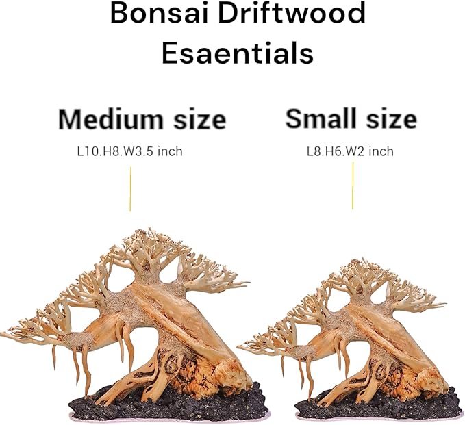 Bonsai Driftwood Aquarium Tree on Lava Rocks for Aquarium Decor Fish Tank Decorations (8in H x 10in L x 5in W) Handcrafted Natural Fish Tank Decor, Balances pH,Tds