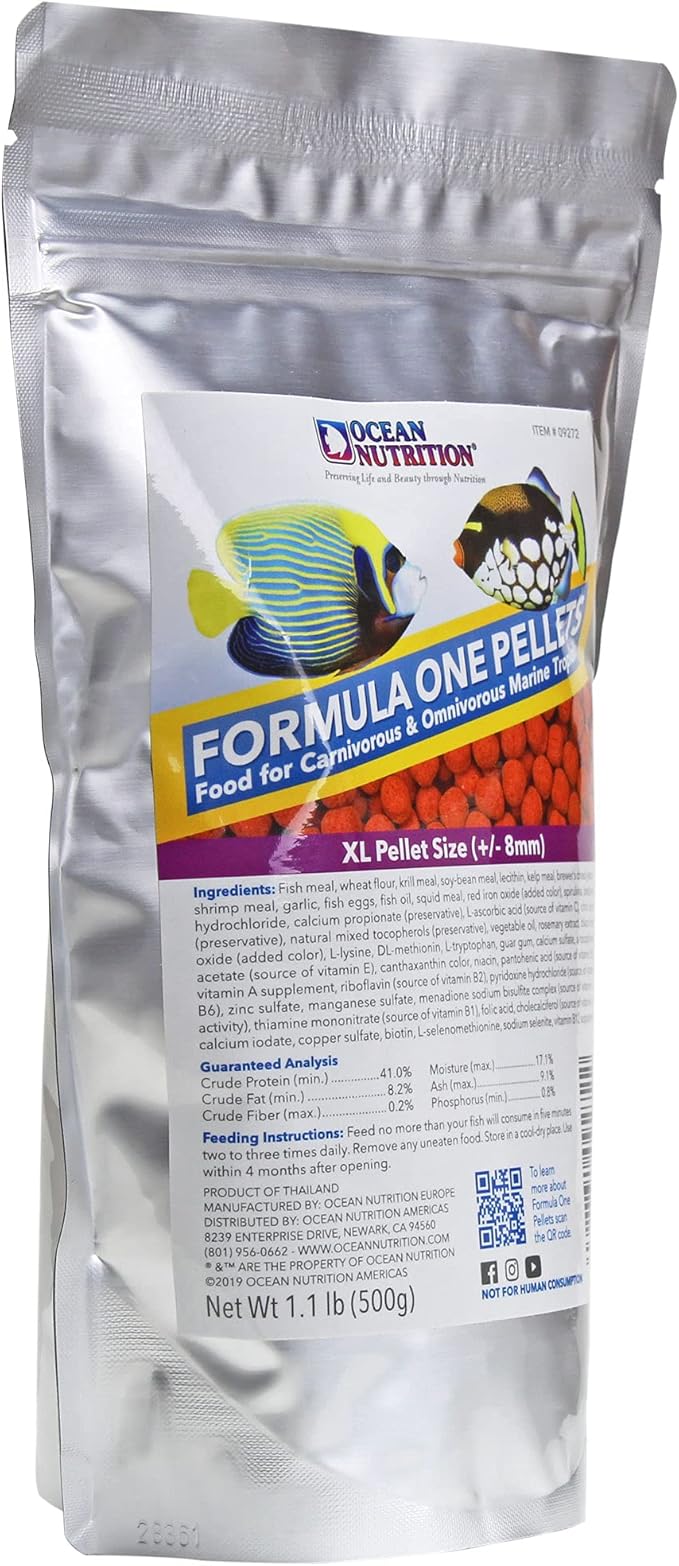 Ocean Nutrition Fish Food - Tropical Fish Food, Soft Moist Sinking Pellets, High Protein(41%) Guppy Food, Fish Food Flakes Alternative, 1.1 lbs (500 g), XL Pellet