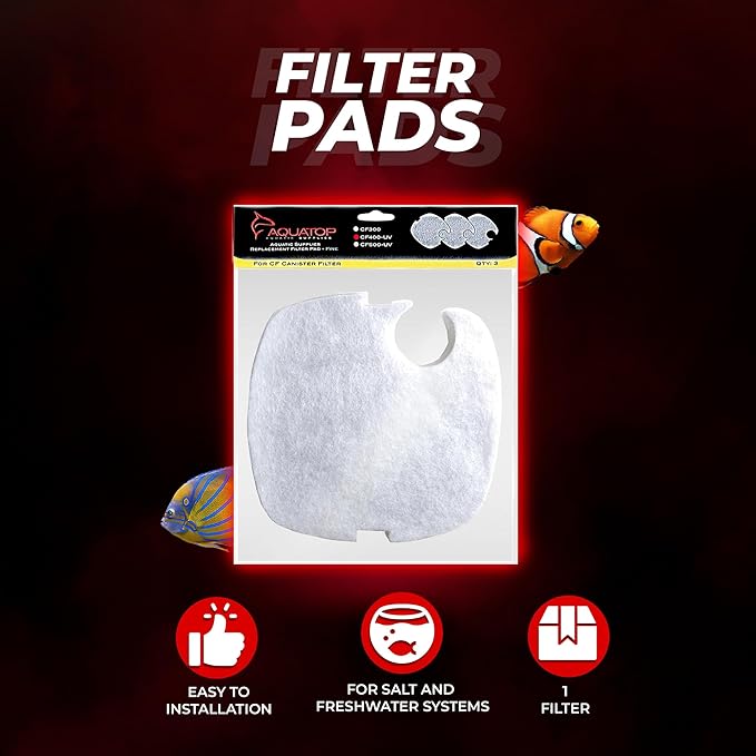 Aquatop Replacement White Filter Pads - Keeps Water Crystal Clear - Cartridge for Dirt & Waste - Controls Organic Particles of Waste