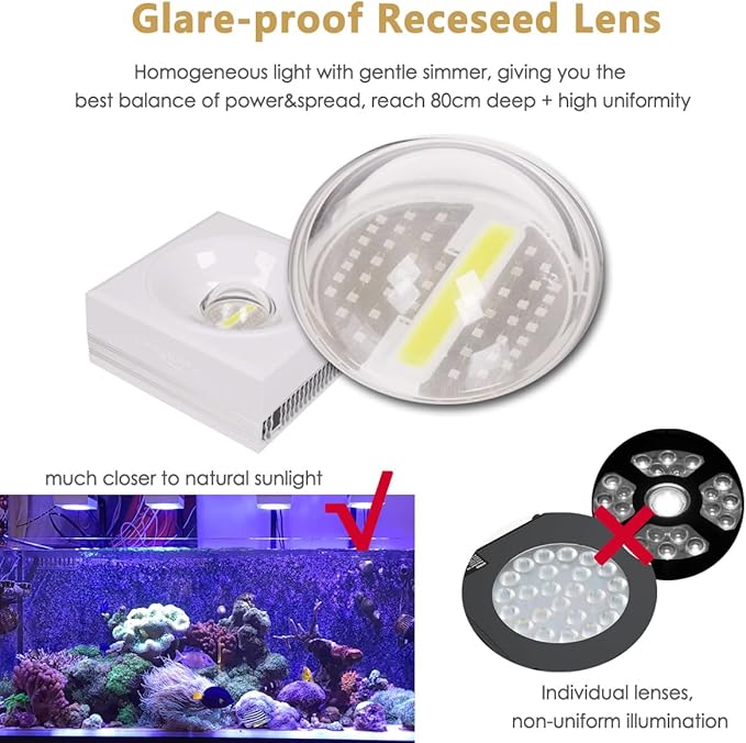 PopBloom 4PCS RL90 Full Spectrum Led Aquarium Light Fish Tank LED Light Reef Light Marine Aquarium Tank Lamp for 96" 240CM Reef Fish Tank Light with Smart APP Control(Full Spectrum - with Hang Kit)