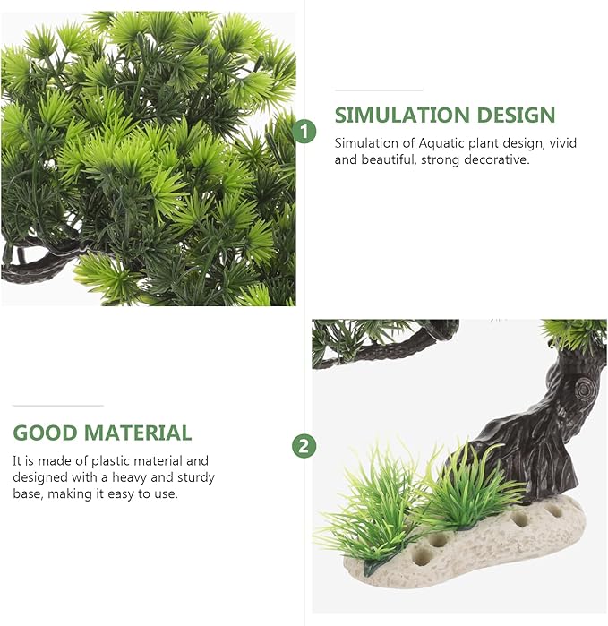 Housoutil Aquarium Artificial Plastic Plants Decoration - Bonsai Tree Plant Fish Tank Decorations Artificial Aquarium Plants Tree - Fish Tank Hides Complete Tree