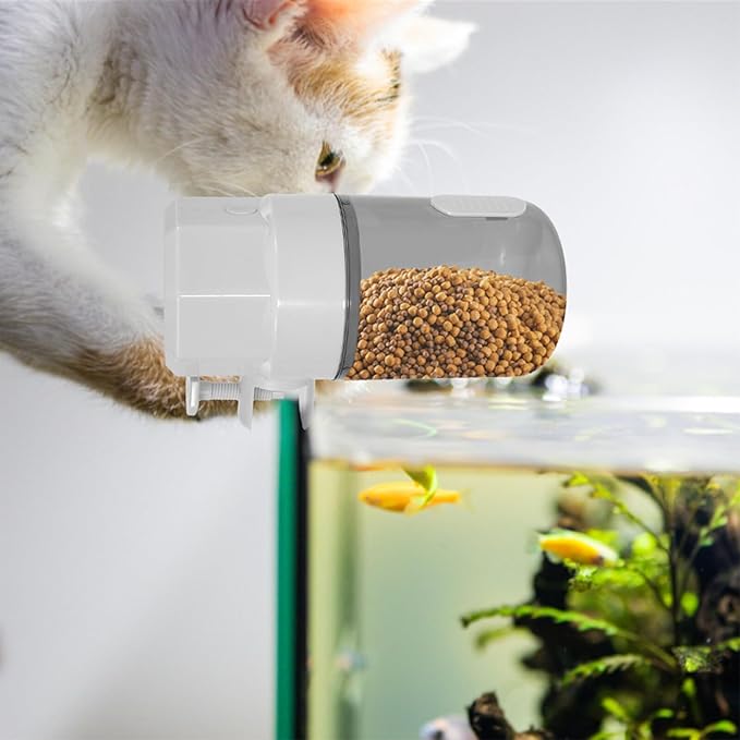 INOOMP Automatic Fish Feeder for Aquarium and Pond with Adjustable Timer, Large-Capacity Food Dispenser, Suitable for Goldfish, Turtles, and Small Fish Tanks