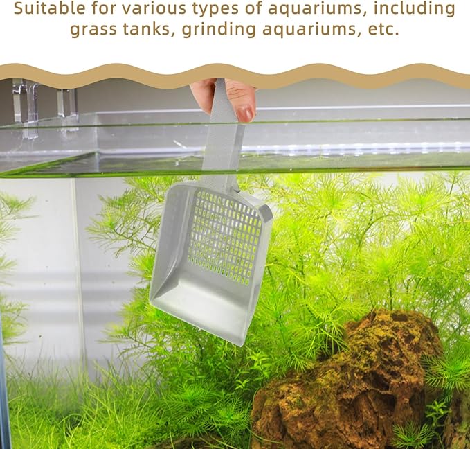 Aquarium Sediment Cleaning Scoop Portable Fish Tank Sand Shovel Gray Small Aquarium Soil Shovel for Gravel Cleaning and Fish Tank Maintenance