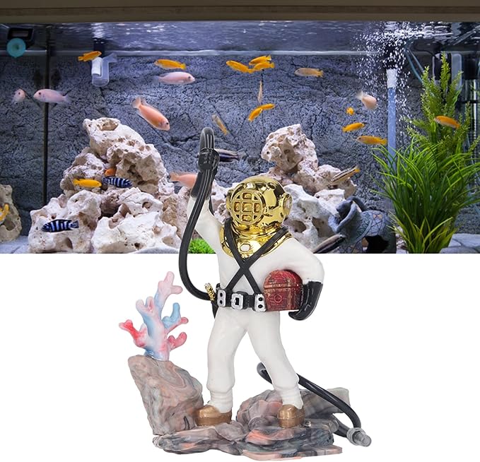 Zerodis Diver Aquarium Decoration, Diver Fish Ornament Aquarium Decorations Kit Floating Device Aquarium Accessories Ornament Play Toy for Fish (White)