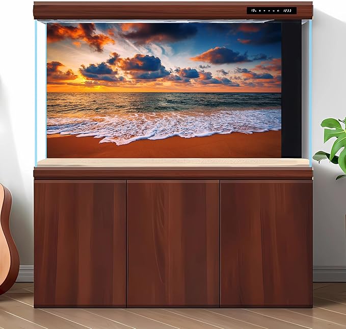 Sunset Seashore Aquarium Background Cloudscape Over The Sea Fish Tank Background Sunrise Seacoast Beach Reptile Tank Backgrounds Sea Waves Ocean Beach Tropical Island Reptile Tank Backgrounds 36x18in