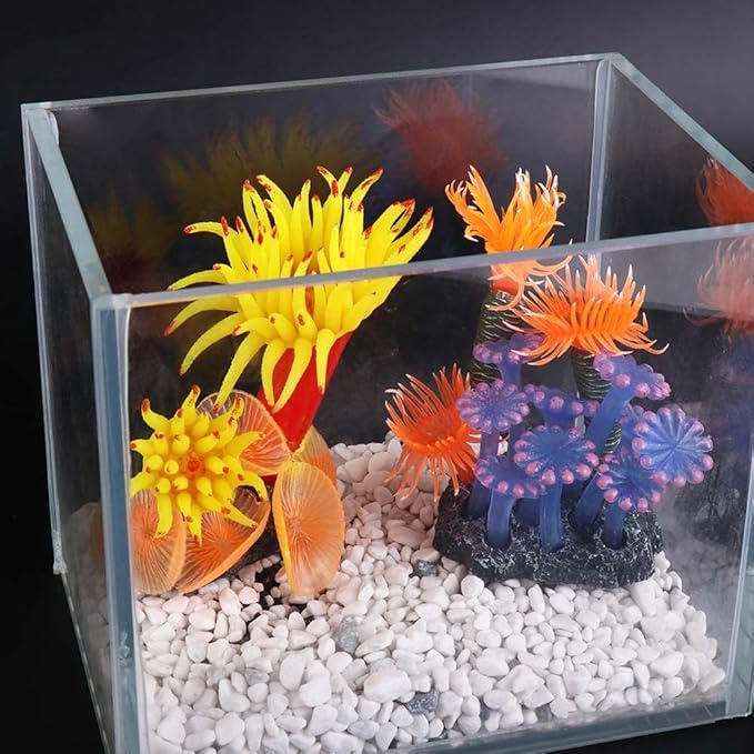 Pokinge 2pcs Artificial Coral Underwater Coral Reef Stone Aquarium Fish Tank Simulation Decoration Plants Water Grass Accessories Colorful Lifelike Coral