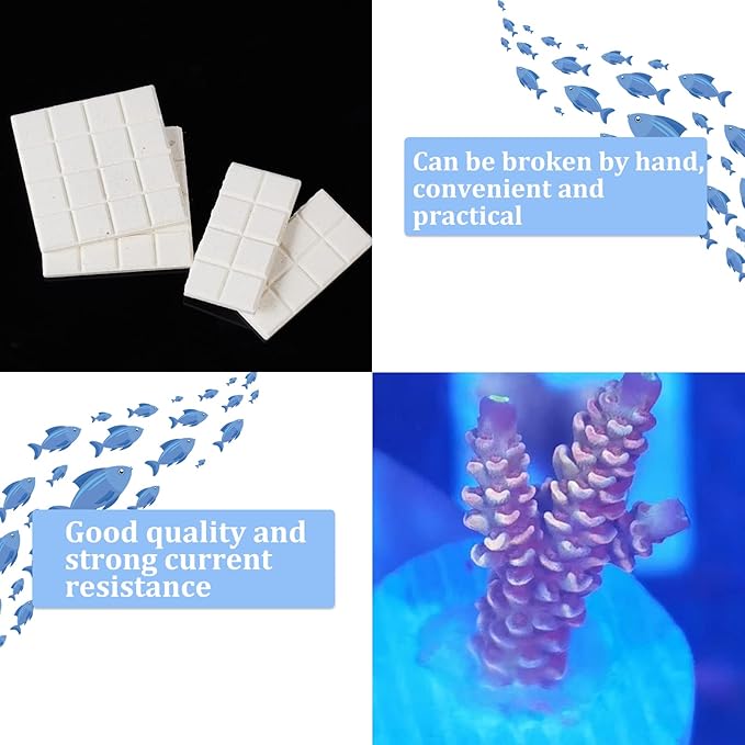 CHGCRAFT 12Pcs Ceramic Coral Frag Tiles Aquarium Coral Rack Support Bracket Aquarium Coral Base Stand Square Base Tiles Heat Diffuser Sheet for Most Aquarium Coral Fragments