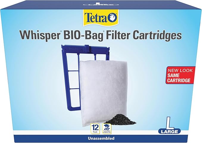 Tetra Whisper Bio-Bag Large Filter Cartridges for Aquariums, 12 Count, Unassembled, Fits Tetra Whisper Fish Tank Filters 10-30 Gal, 20-40 Gal, PF-20, 30, 40, 60, IQ 20, 30, 45, 60
