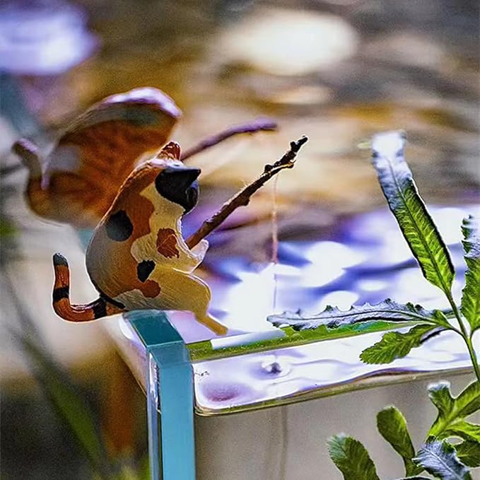 Aquarium Figurines Decorations Miniature Animal Ornaments Set Small Fishing Cat Landscaping Accessories For Fish Tanks Fishing Cat Figurine Animal Aquarium Decorations Aquarium Decor Betta Fish Tanks