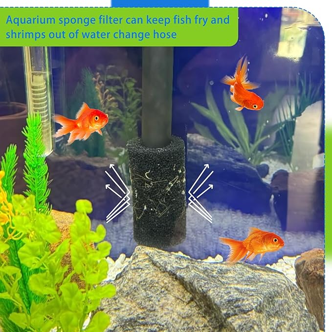 Sankoly 12 Pieces Aquarium Filter Sponge 0.8" Intake Shrimp Filter Coarse Sponge Filter for Aquarium Fish Tank, Protect Fish Fry and Shrimp, Black