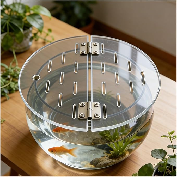 Round Fish Tank Cover, Aquarium Anti-Jumping Cover, Cat Proof Fish Tank Lid, Acrylic Clear Fish Tank Safety Cover, with Vent Port(D-150cm/59.06in)
