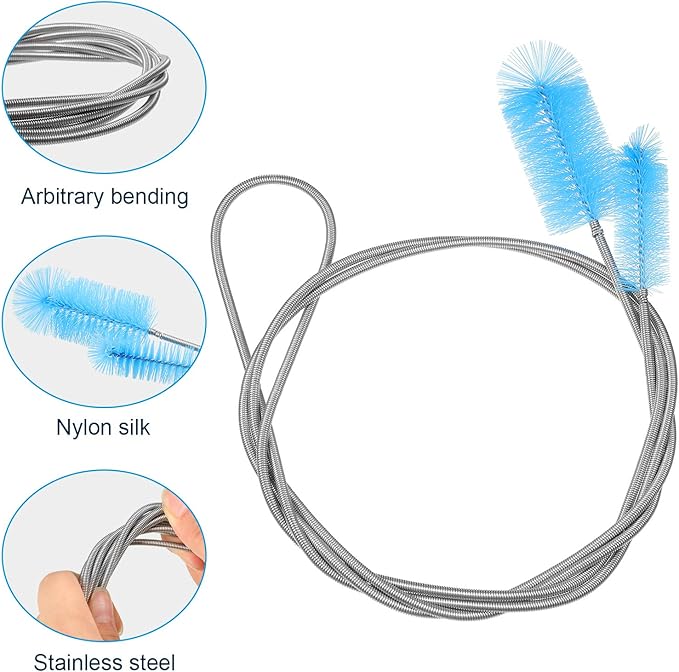 12 Pieces Aquarium Filter Brush Set Flexible Double Ended Hose Pipe Cleaning Stainless Steel Nylon Long Tube Cleaning Brush for Fish Tank Kitchen Glasses Drinking Straws Keyboard