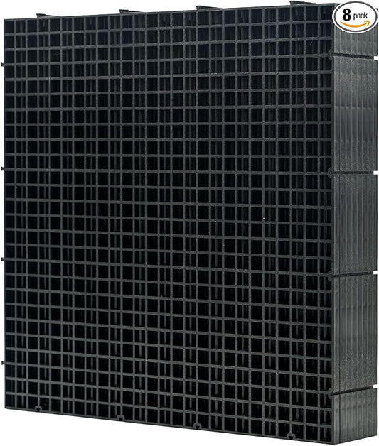 LINLAN 8 Pieces 11.8x11.8in (30X30cm) Aquarium Grid Plastic, Fish Tank Divider, Egg Crate for DIY Filtration and Bottom Protection in Aquascaping (Black-No Accessories)