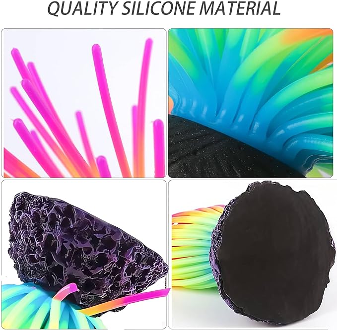 COLORLIFE Glow Rainbow Sea Urchin Aquarium Decor - Realistic Silicone Ornament with Weighted Base for Freshwater & Saltwater Fish Tanks