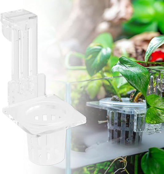 Upgraded Acrylic Adjustable Clear Aquarium Plant Holder, Premium Aquarium Planter, Sturdy Aquarium Pothos Holder for Optimal Plant Growth (Small)