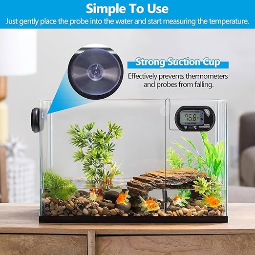 DaToo Aquarium Thermometer with Large LCD Display Fahrenheit/Celsius(℉/℃) Fish Tank Thermometer for Aquarium Reptile Terrarium Digital Water Thermometer with Suction Cup(6 Pack)