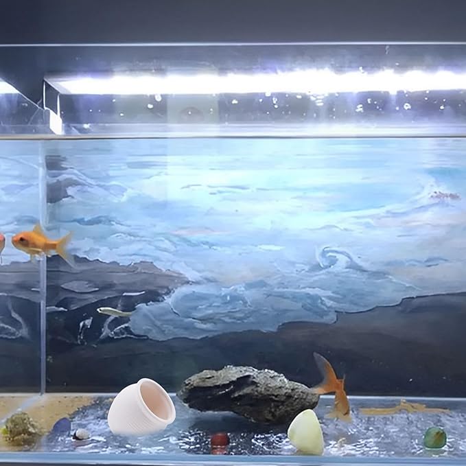 RUIAN Ceramic Jar Aquarium Decorations Fish Tank Hideout Cave Cute Pot Aquarium Accessories Decor Ornaments for Cichlid, Small Fish, Betta Fish Hideout and House (White)