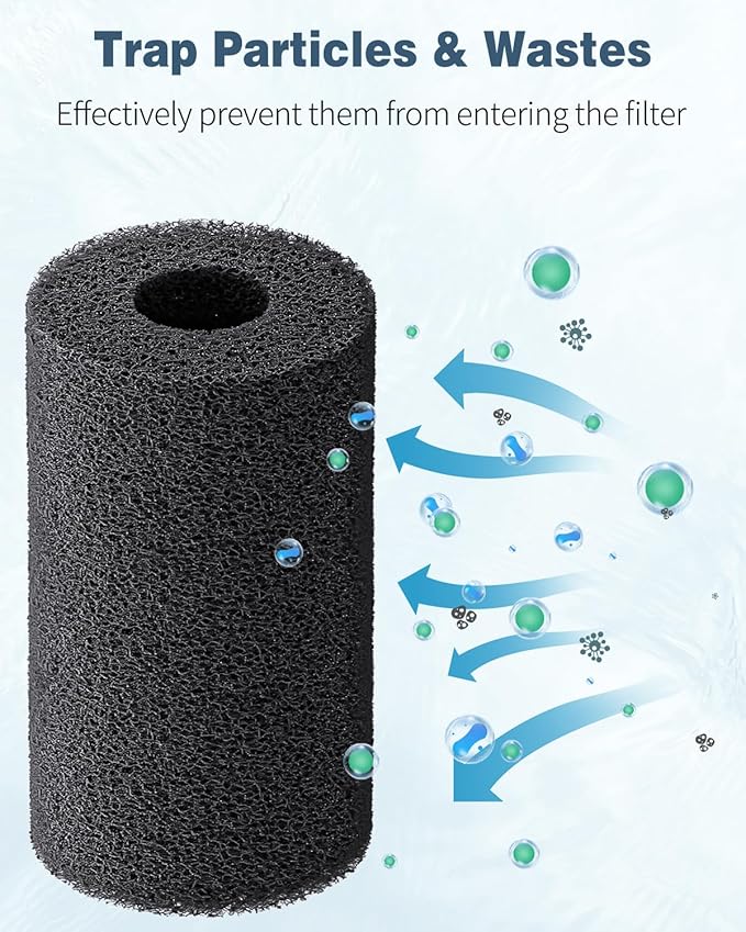 Pawfly 12 Pack Pre-Filter Sponge, Aquarium Filter Sponge 0.8" Intake Sponge Foam Roll for Small Fish Shrimp Fry Fish Tank Covers Accessories
