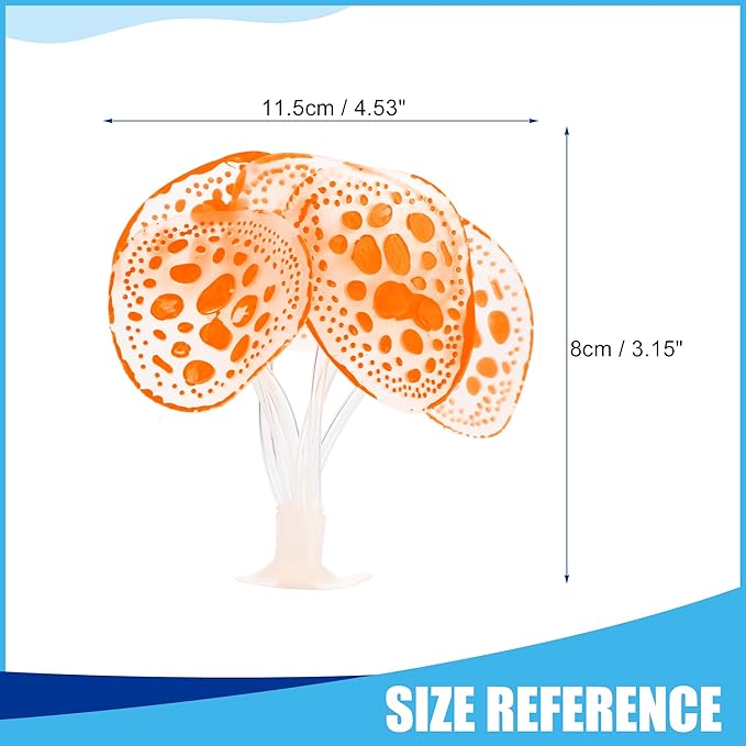 Soft Silicone Glowing Simulation Coral, Fluorescence Aquatic Artificial Water Plants for Aquarium (Orange)