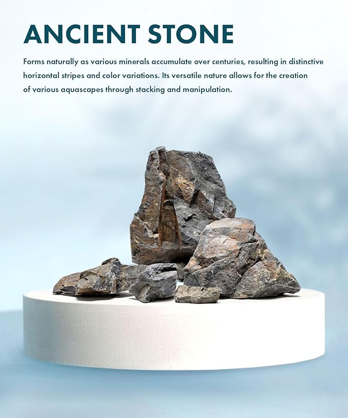 SubstrateSource Natural Aquarium Stones - Angular Dark Brown & Rust-Toned Decorative Rocks w/Layered Texture - Freshwater Aquascaping, Betta Fish Tank, Reptile Enclosure, Hermit Crab - Ancient, 20 LB