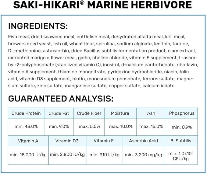 Hikari 042221 Marine Herbivore Medium Sinking Pellets Marine Fish Food, One Size