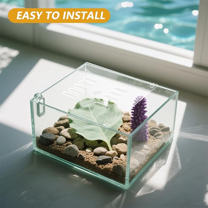 2pcs Aquarium Anti Jumping Lid - 5.91"/15cm Acrylic Square Cover with Hole to Prevent Fish Reptiles Shrimp Turtles from Out of The Tank
