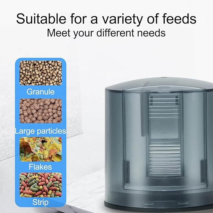 Automatic Fish Feeder for Aquariums Fish Tank, Auto Fish Food Dispenser USB Rechargeable with Feeding Time Display, Moisture Proof Electric Fish Feeder for Weekend & Holiday