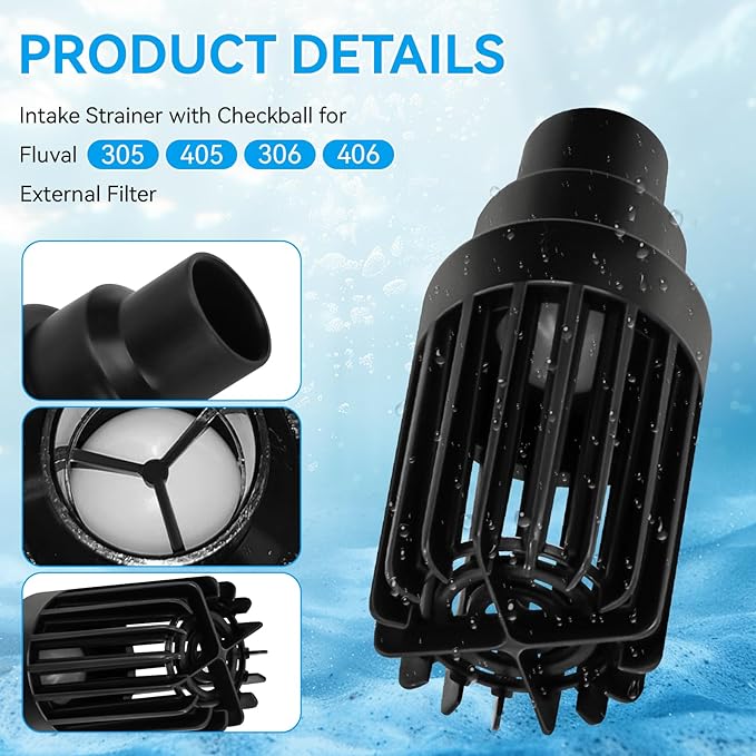 Magluv Filter Intake Strainer with Checkball Fit for Fluval 305, 405, 306, 406 External Filter, Aquarium Intake Guard for Fluval Replacement Parts, for Fluval Accessories, Part# A20008