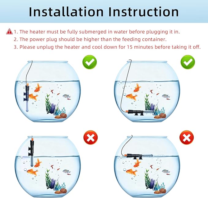 HiTauing Aquarium Heater 25W/50W/100W/200W/300W, Adjustable Knob Fish Tank Heater with Digital Thermometer, Submersible Betta/Turtle Tank Heater for Freshwater and Saltwater Tanks