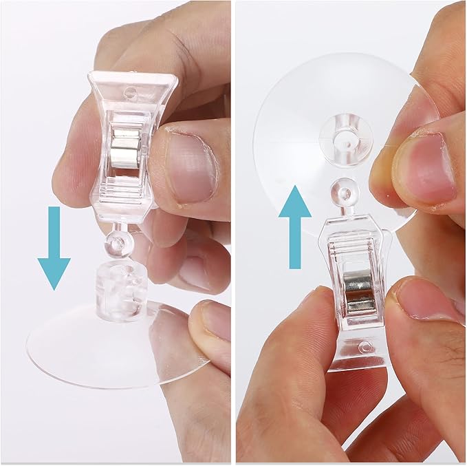 Veggie Clip Aquarium, Feeding Tool Suction Cup Clip, Seaweed Plant Suction Cup Clip, Clear Resin Suction Cups W/Clips for Aquarium Accessories, 1.73"